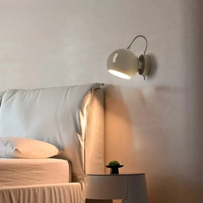 Nordic Adjustable Dome Wall Lamp – Rotatable Space-Saving Bedside Sconce in Grey, White or Black for Reading & Hallway
