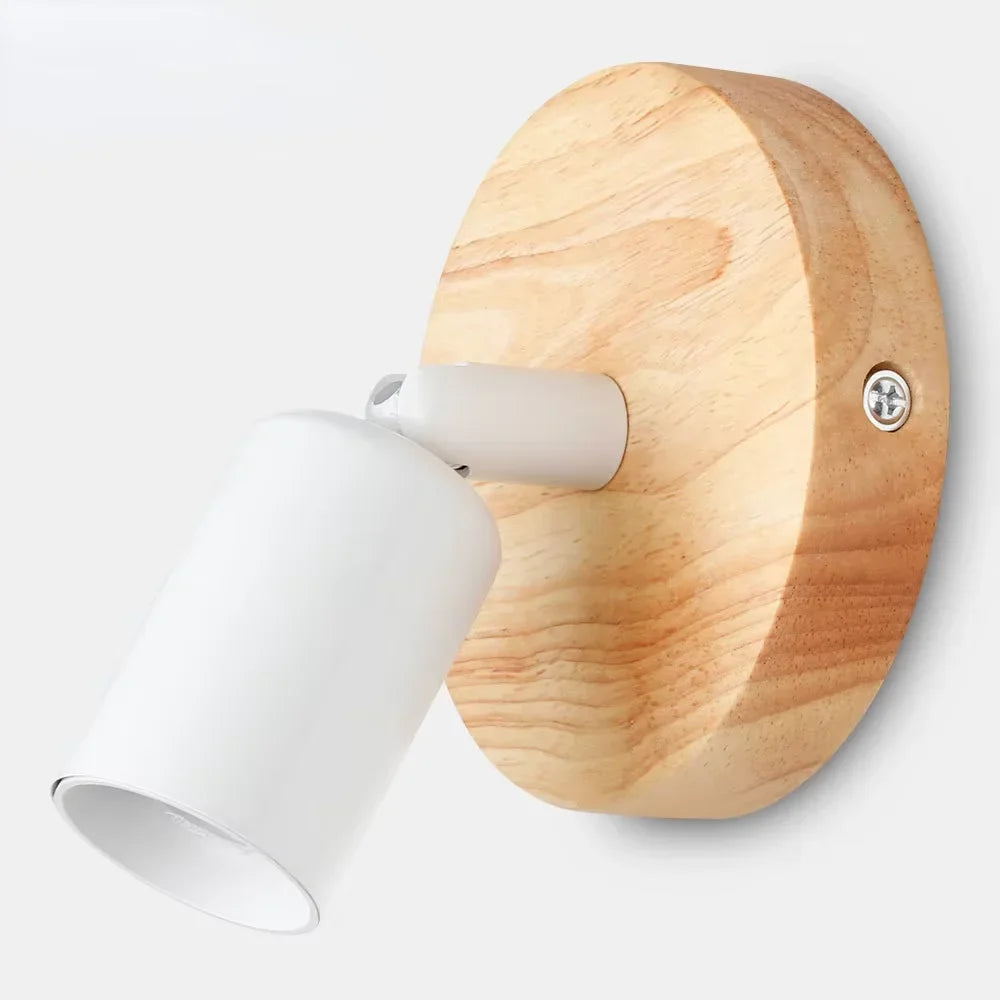 Vintage Retro Adjustable Wall Lamp – 180° Rotating Wood & Iron Sconce, Industrial Bedside Reading Light in Black or White