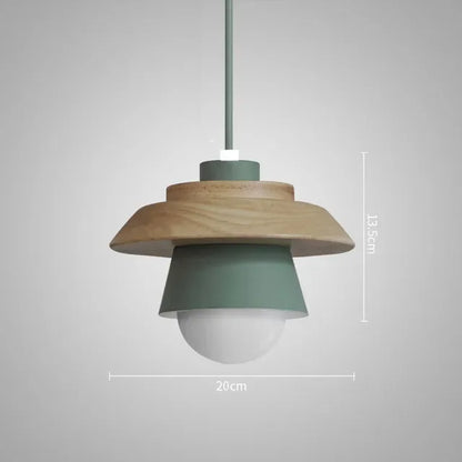 Nordic Wooden Macaron Pendant Light – Layered Wood & Color Hanging Lamp for Kitchen, Dining & Kids Room, Warm or Cool White