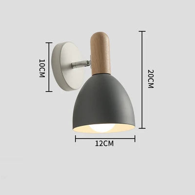 Nordic Rubberwood Adjustable Wall Lamp – 360° Rotating 90° Tilting Bedside Reading Sconce in White, Grey or Black