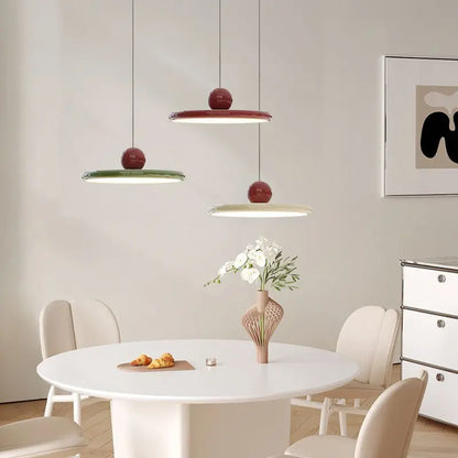 Nordic Flying Saucer LED Pendant Light – 56W Cream-Style Ceiling Lamp with Warm, Cool or Tri-Color Light, 30 or 40 cm