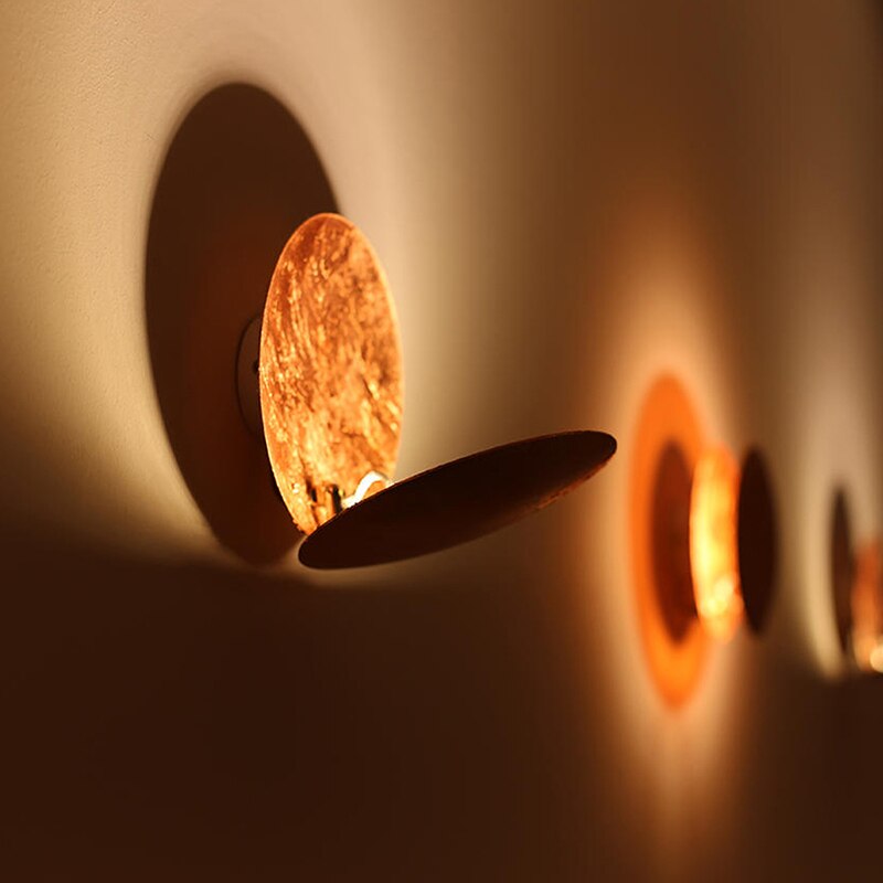 Lunaris Eclipse LED Wall Light – Celestial Overlapping Disc Wall Sconce in Gold or Copper Finishes, 20 or 25 cm