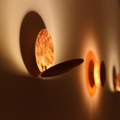 Lunaris Eclipse LED Wall Light – Celestial Overlapping Disc Wall Sconce in Gold or Copper Finishes, 20 or 25 cm