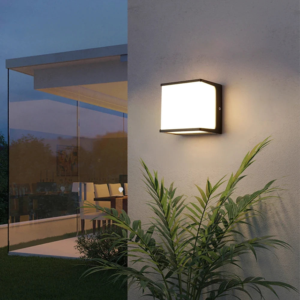 AeroCube Modern Outdoor Wall Light – IP65 Waterproof 8W LED Cube Sconce with Warm White Glow for Porch, Pathway & Patio