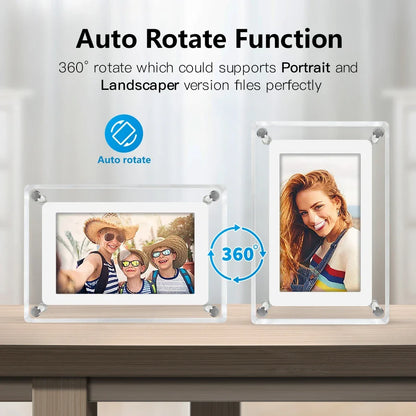 ClearFrame Acrylic Digital Photo Frame – 5 Inch IPS Display with Rechargeable Battery, Portable Video & Photo Player Gift