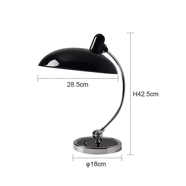 ScandiArc Bauhaus Table Lamp – Modern Curved Chrome Metal Desk Lamp, Sculptural Bedside Reading Light