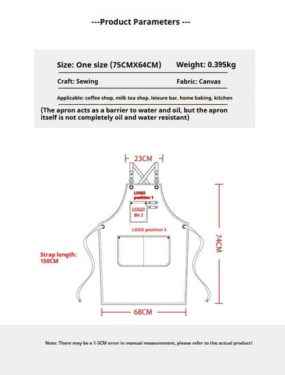 ProWear Premium Canvas Kitchen Apron – Heavy-Duty Unisex Chef, Barista & Workwear Utility Apron with Adjustable Straps