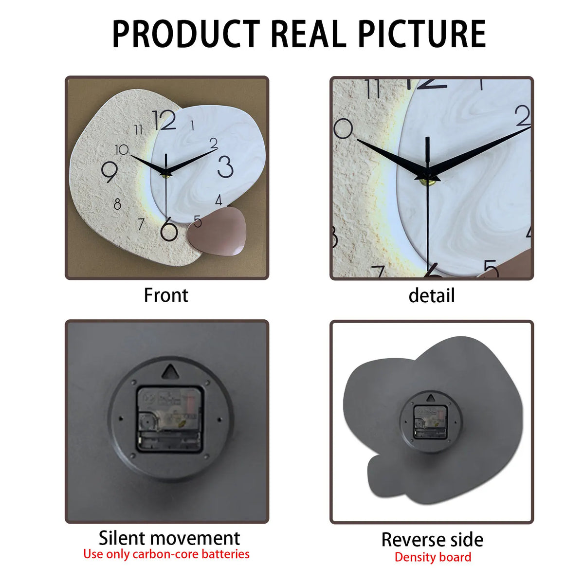 TempoStone Modern Wall Clock – Silent Non-Ticking Minimalist Stone-Look Clock for Living Room & Bedroom