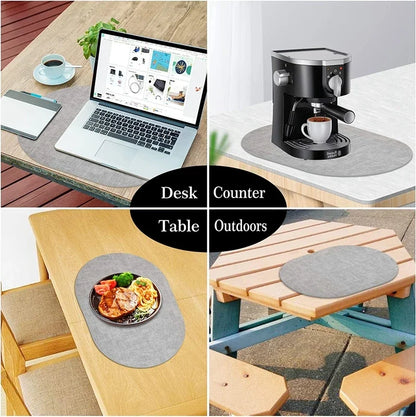 LinoMat Oval Faux Leather Placemats – Linen Texture Heat-Resistant Non-Slip Waterproof Table Mats, Set of 4 or 6, 8 Colors