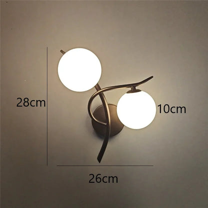Lunara Nordic Dual-Globe LED Wall Light – Sculptural Gold or Black Frame Wall Sconce with Frosted Glass, Left or Right
