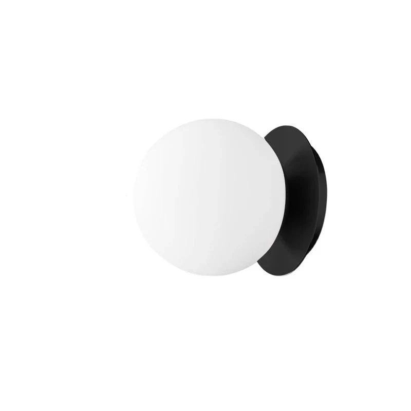 Nordic Opal Globe Glass Wall Lamp – Minimalist Bathroom Vanity & Bedroom Wall Sconce in Black, Gold, Chrome or Silver