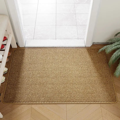 Faux Jute Outdoor Doormat – Non-Slip Rubber Backed Natural Woven Entrance Rug in Grey, White or Brown, 3 Sizes