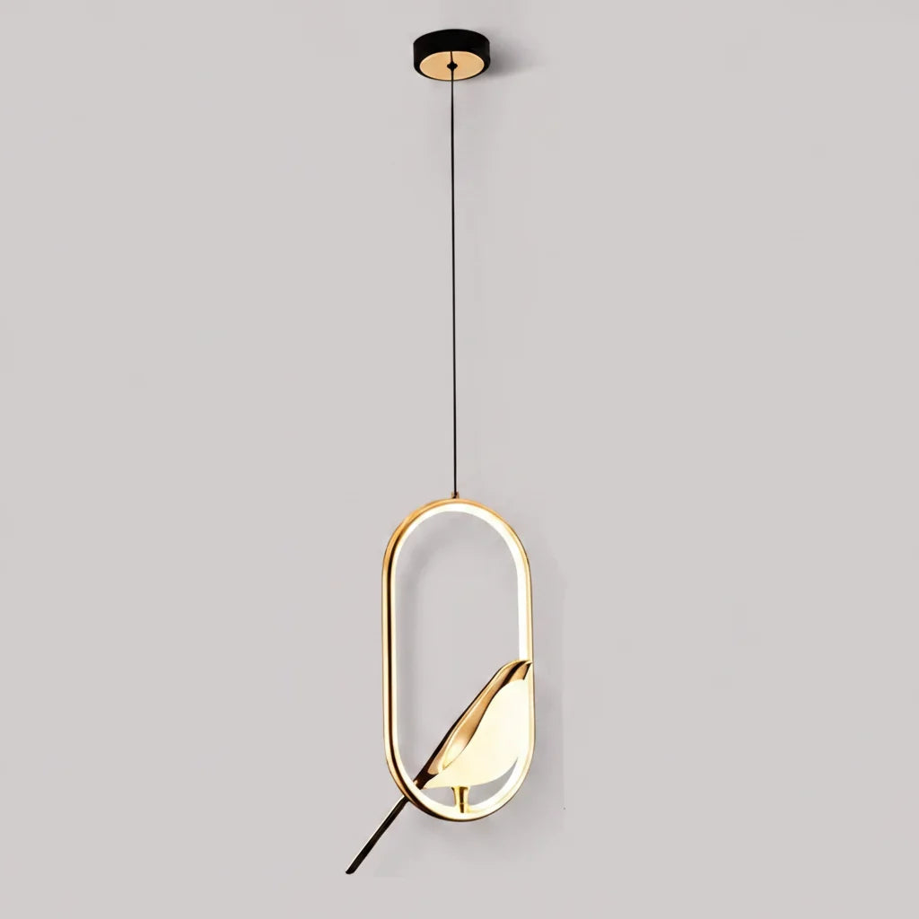 Nordic Magpie LED Pendant Light – Modern Bird Ring Chandelier, 31W Warm or Cool White Hanging Lamp for Dining & Living Room