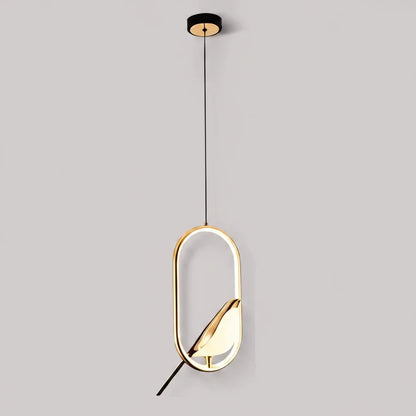 Nordic Magpie LED Pendant Light – Modern Bird Ring Chandelier, 31W Warm or Cool White Hanging Lamp for Dining & Living Room