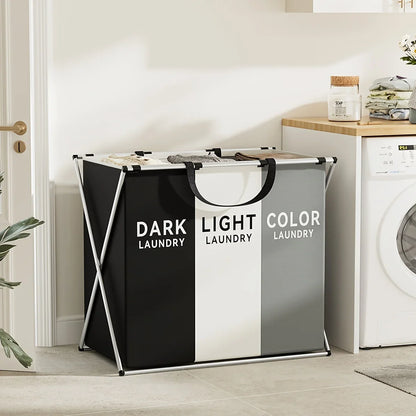 TriSort Multi-Compartment Laundry Hamper – Foldable 2 or 3 Section Clothes Sorter with Oxford Fabric & Aluminum Frame