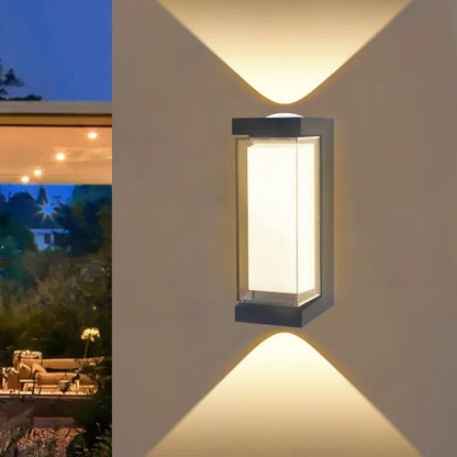 Modern Up & Down LED Wall Light – IP65 Waterproof Aluminum Indoor Outdoor Sconce, Square or Round, Warm or Cool White