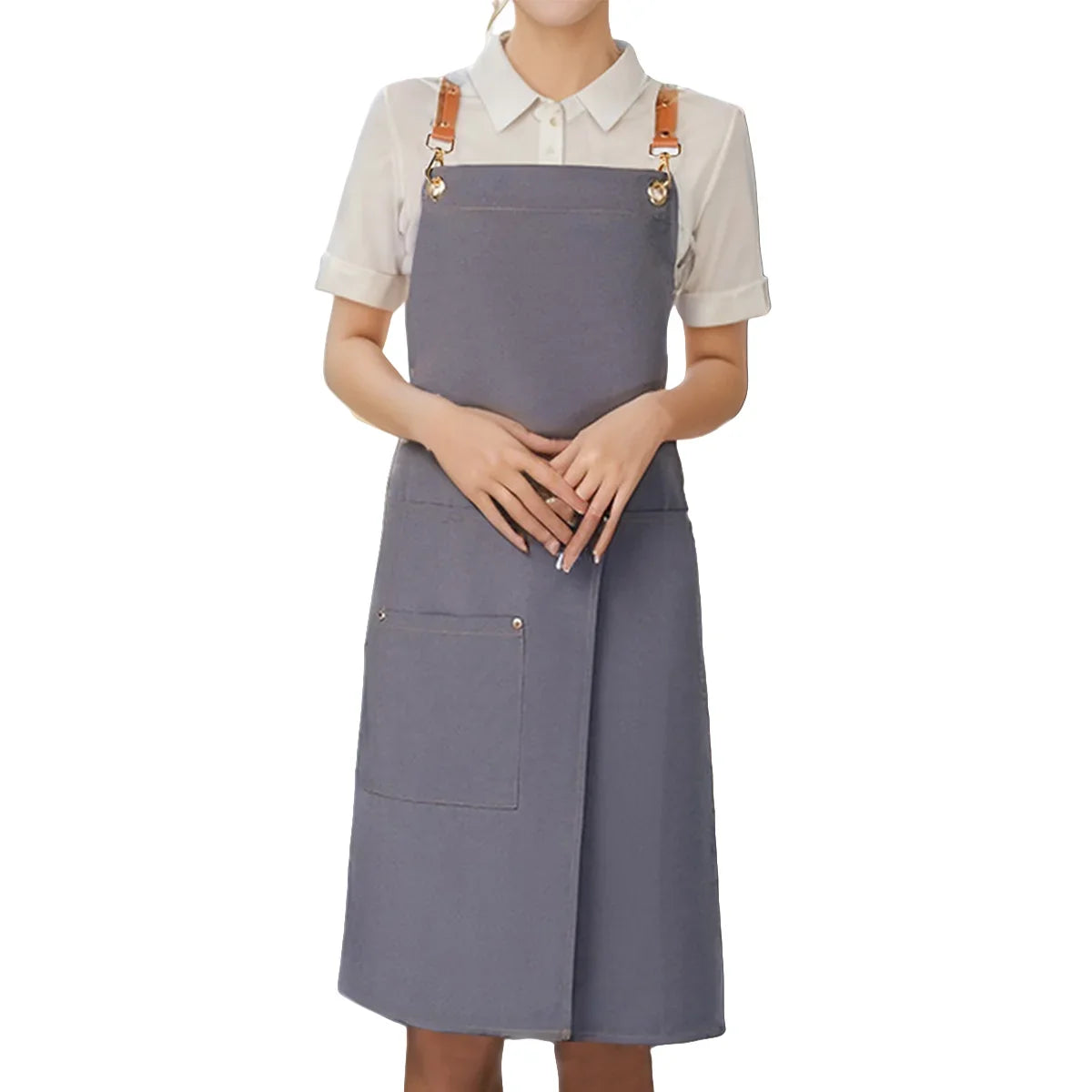 WorkEase Waterproof Canvas Apron – Split-Skirt Chef & Barista Apron with Pockets, Unisex Heavy-Duty Workwear in 6 Colors