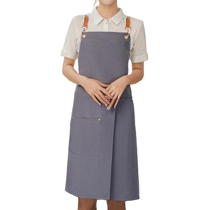 WorkEase Waterproof Canvas Apron – Split-Skirt Chef & Barista Apron with Pockets, Unisex Heavy-Duty Workwear in 6 Colors