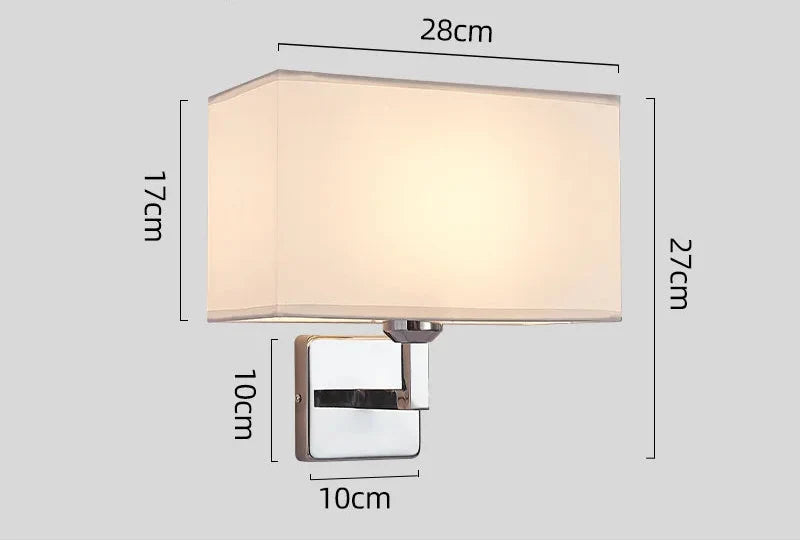 Bedside Wall Lamp with Flexible LED Reading Light – E27 Fabric Shade Wall Sconce with Separate Switches for Bedroom
