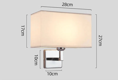 Bedside Wall Lamp with Flexible LED Reading Light – E27 Fabric Shade Wall Sconce with Separate Switches for Bedroom