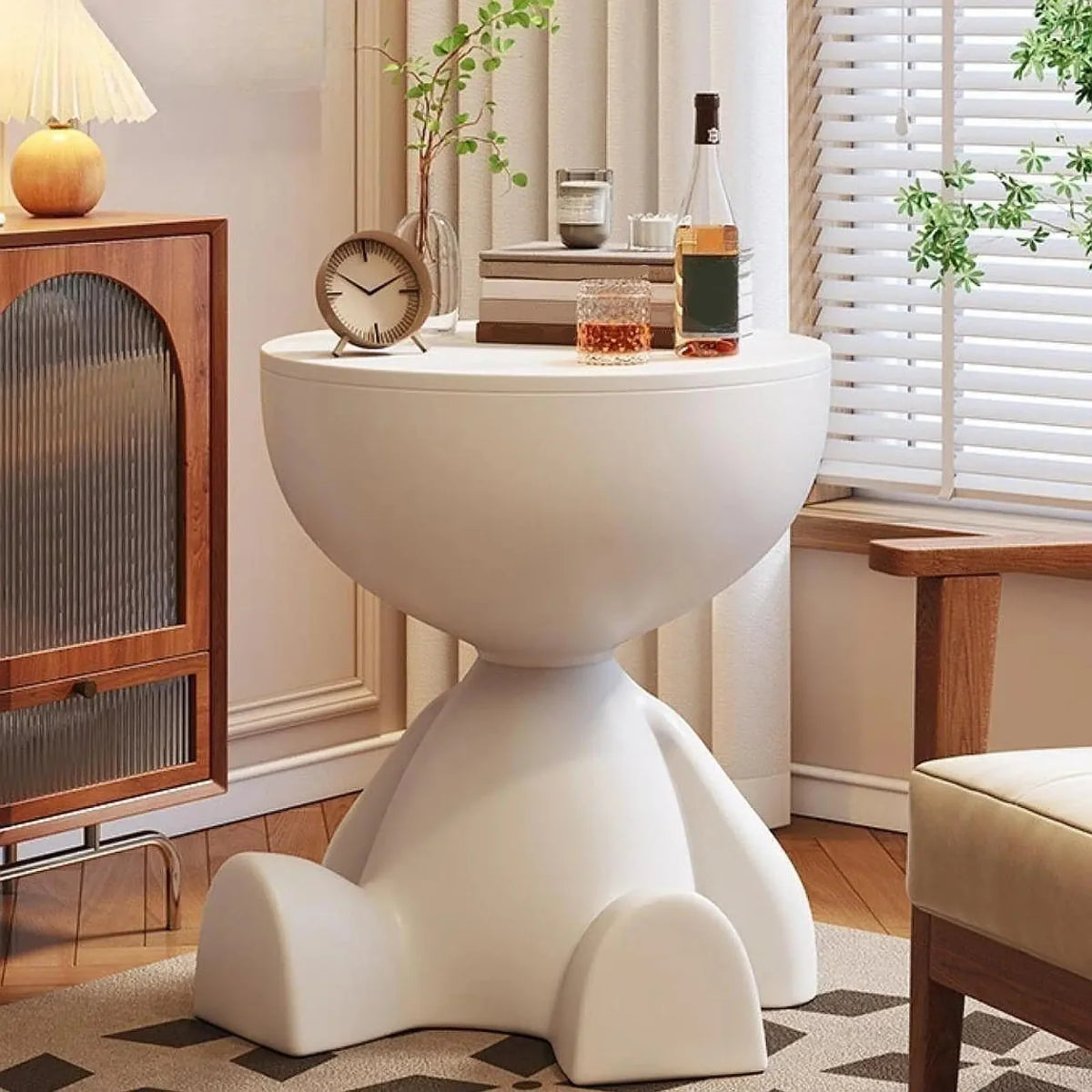 Cartoon Bear Side Table with Hidden Storage – Cute Modern Bear-Shaped End Table for Living Room, Bedroom & Kids Room