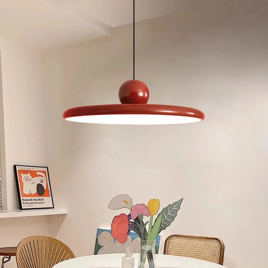 Nordic Flying Saucer LED Pendant Light – 56W Cream-Style Ceiling Lamp with Warm, Cool or Tri-Color Light, 30 or 40 cm