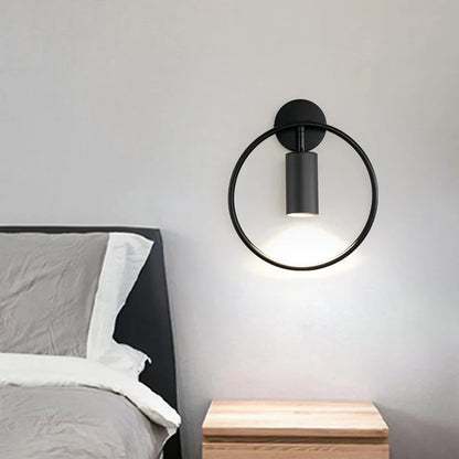Halo Ring LED Wall Light – Minimalist Nordic Gold or Black Ring Sconce with 180° Rotation, Warm or Cool White for Bedroom