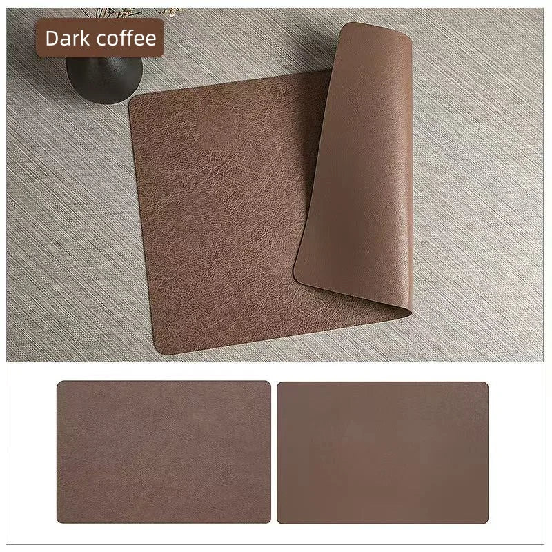 DuoMat Double-Sided Faux Leather Placemats – Heat-Resistant Waterproof PU Leather Table Mats, Set of 4 or 6, 7 Colors