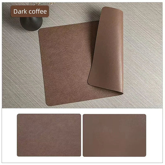 DuoMat Double-Sided Faux Leather Placemats – Heat-Resistant Waterproof PU Leather Table Mats, Set of 4 or 6, 7 Colors