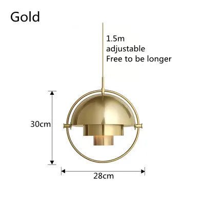Modern Nordic Layered Dome Pendant Light – Sculptural Metal Hanging Lamp with Golden Ring in Gold, White or Black