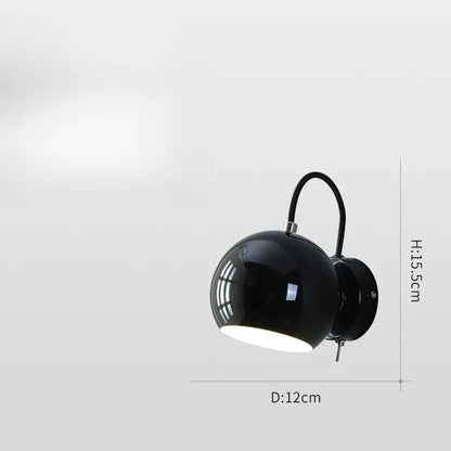 Nordic Adjustable Dome Wall Lamp – Rotatable Space-Saving Bedside Sconce in Grey, White or Black for Reading & Hallway