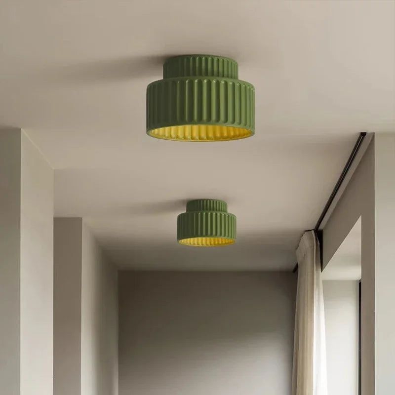 Nordic Ripple Ribbed LED Ceiling Light – Sculptural Flush Mount Fixture with Warm White Glow for Bedroom & Living Room