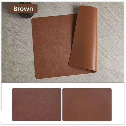 DuoMat Double-Sided Faux Leather Placemats – Heat-Resistant Waterproof PU Leather Table Mats, Set of 4 or 6, 7 Colors