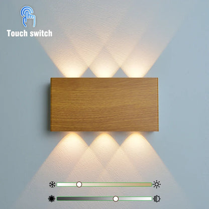 LumiBlock Rechargeable Wireless Wall Lamp – Magnetic or Adhesive No-Drill Sconce, 4000mAh, 3 Light Colors in Wood Grain