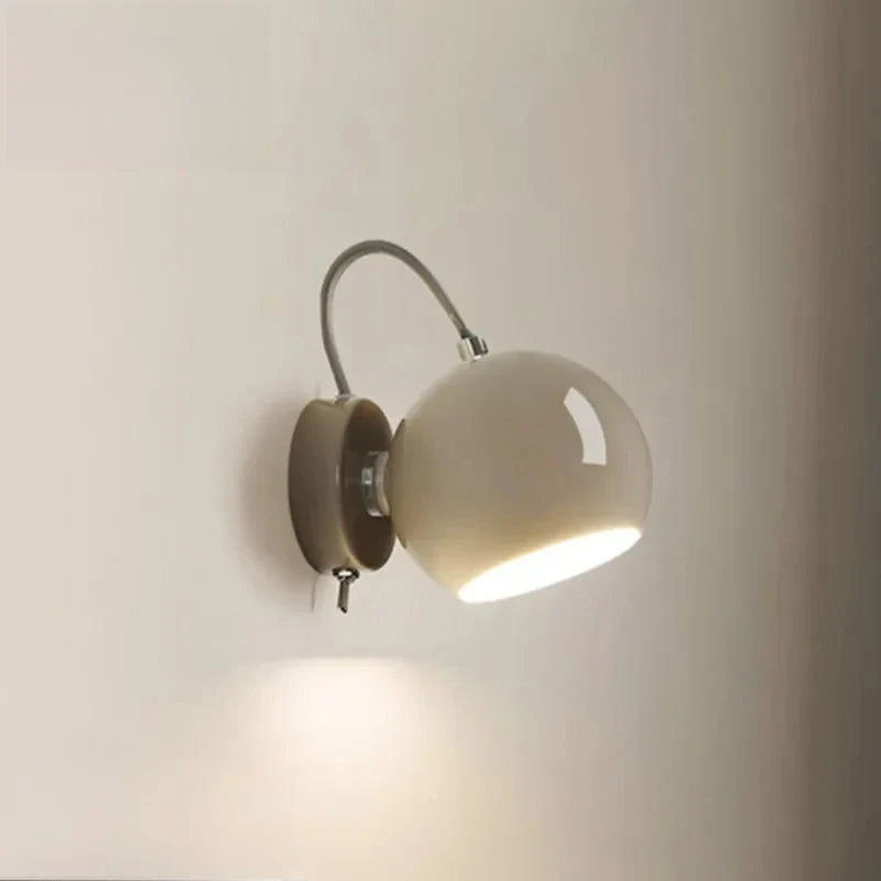 Nordic Adjustable Dome Wall Lamp – Rotatable Space-Saving Bedside Sconce in Grey, White or Black for Reading & Hallway