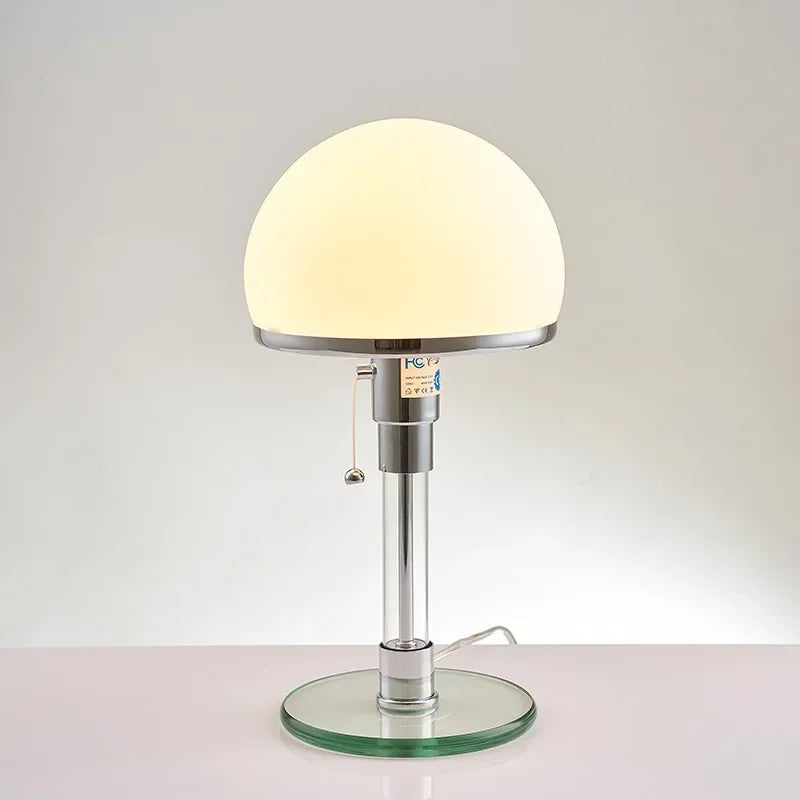 Bauhaus Frosted Glass Dome Table Lamp – Modern Nordic Designer Desk Lamp with Soft Warm Glow for Bedroom & Living Room