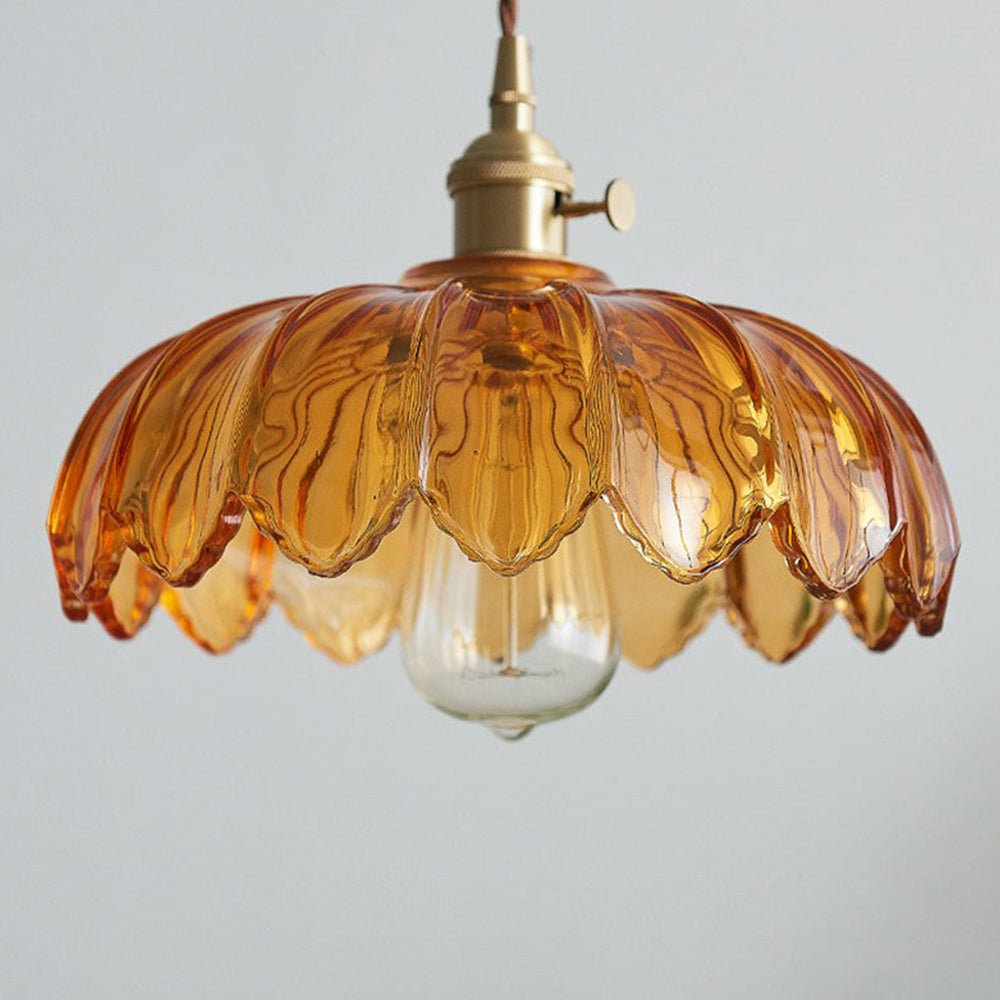 Vintage Flower Glass Pendant Light – Colorful Floral Hanging Lamp for Kitchen Island, Dining Room & Bedroom