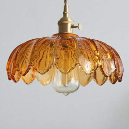 Vintage Flower Glass Pendant Light – Colorful Floral Hanging Lamp for Kitchen Island, Dining Room & Bedroom