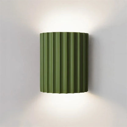 Nordic Modern Resin Wall Lamp – Ribbed Up & Down Wall Sconce, Sculptural Indoor Wall Light for Bedroom & Living Room