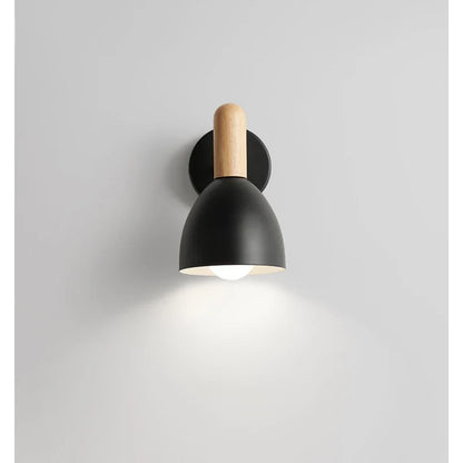 Nordic Rubberwood Adjustable Wall Lamp – 360° Rotating 90° Tilting Bedside Reading Sconce in White, Grey or Black