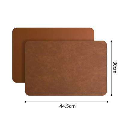 DuoMat Double-Sided Faux Leather Placemats – Heat-Resistant Waterproof PU Leather Table Mats, Set of 4 or 6, 7 Colors