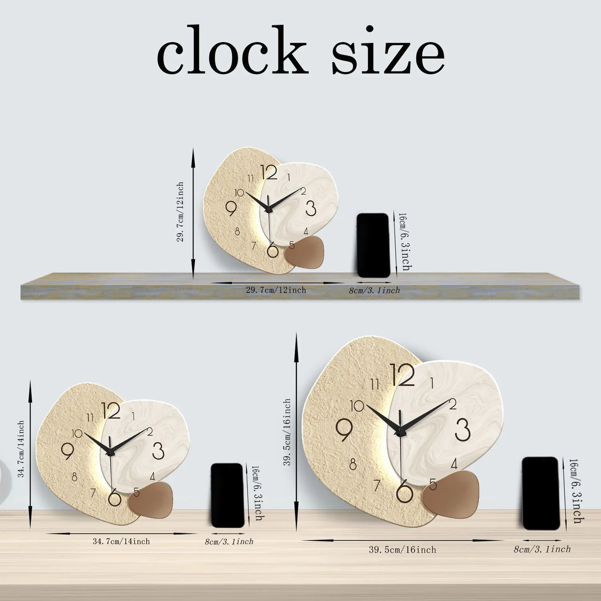 TempoStone Modern Wall Clock – Silent Non-Ticking Minimalist Stone-Look Clock for Living Room & Bedroom