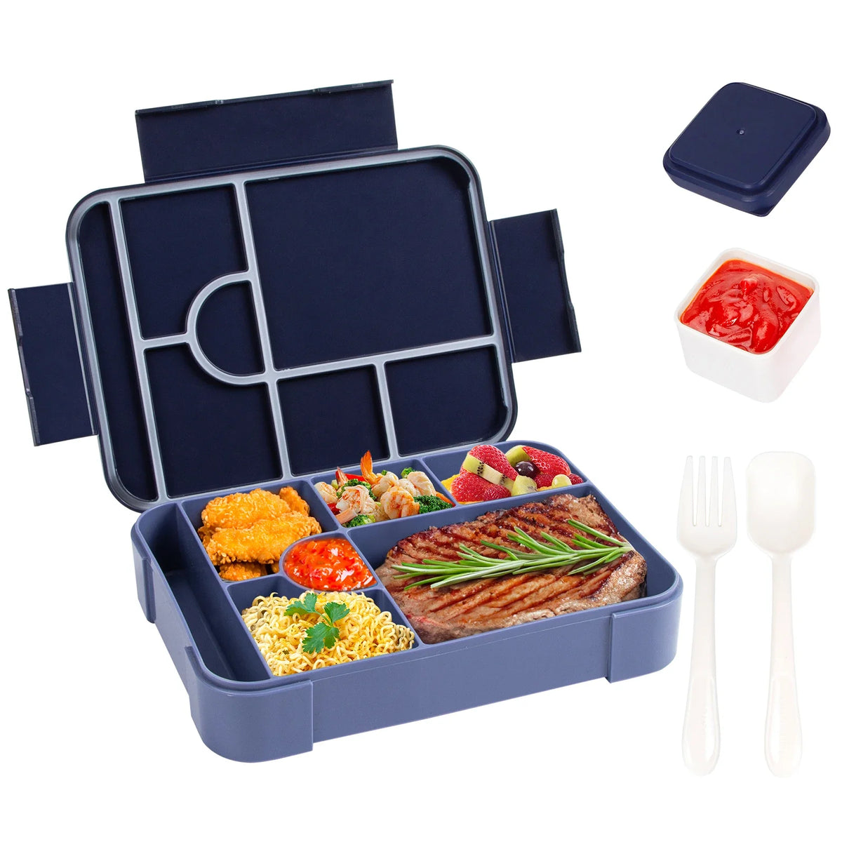 BentoMax 1330ml Large Leakproof Bento Lunch Box – 7-Section Microwave-Safe Food Container for School, Work & Travel, 7 Colors