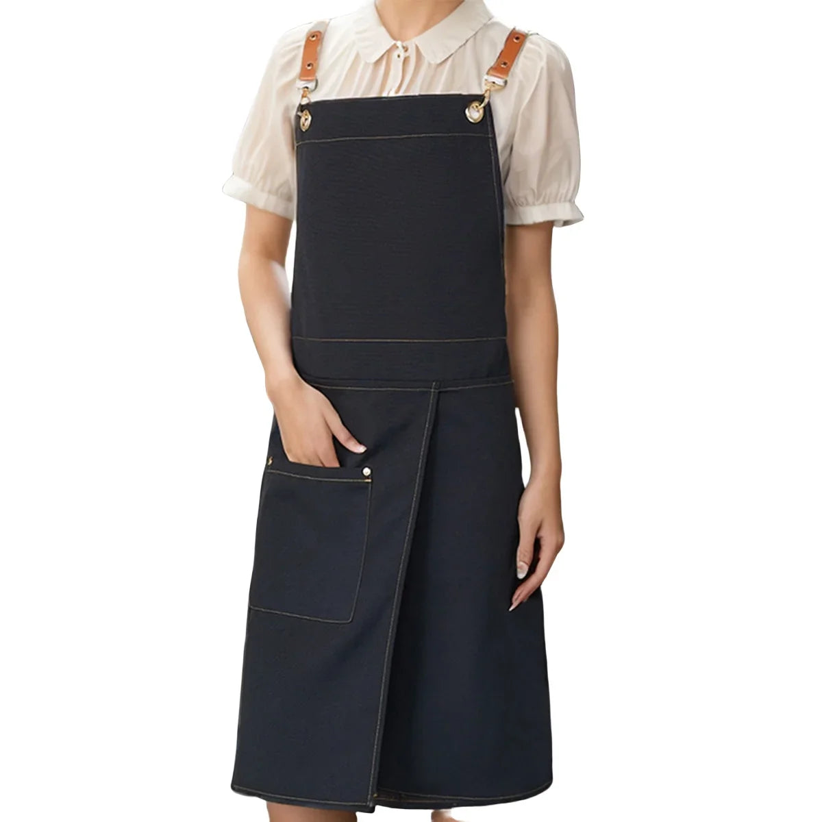 WorkEase Waterproof Canvas Apron – Split-Skirt Chef & Barista Apron with Pockets, Unisex Heavy-Duty Workwear in 6 Colors