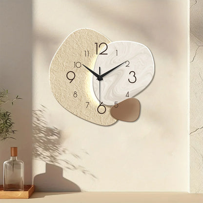 TempoStone Modern Wall Clock – Silent Non-Ticking Minimalist Stone-Look Clock for Living Room & Bedroom