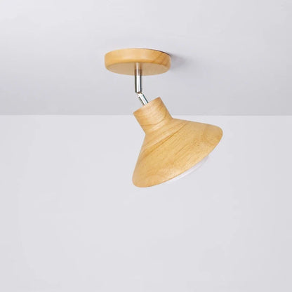 NordicWood Natural Timber Cone Ceiling Lamp – Solid Wood & Metal Scandinavian Ceiling Light, Warm or Cool White