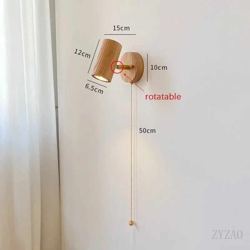 Arlo Retro Walnut & Brass LED Wall Lamp – Adjustable 90° Spotlight Sconce, Solid Wood Reading Light, Warm or Cool White