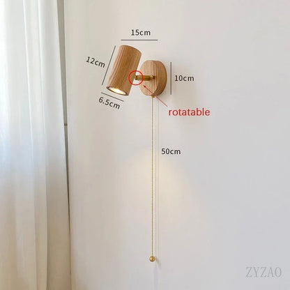 Arlo Retro Walnut & Brass LED Wall Lamp – Adjustable 90° Spotlight Sconce, Solid Wood Reading Light, Warm or Cool White