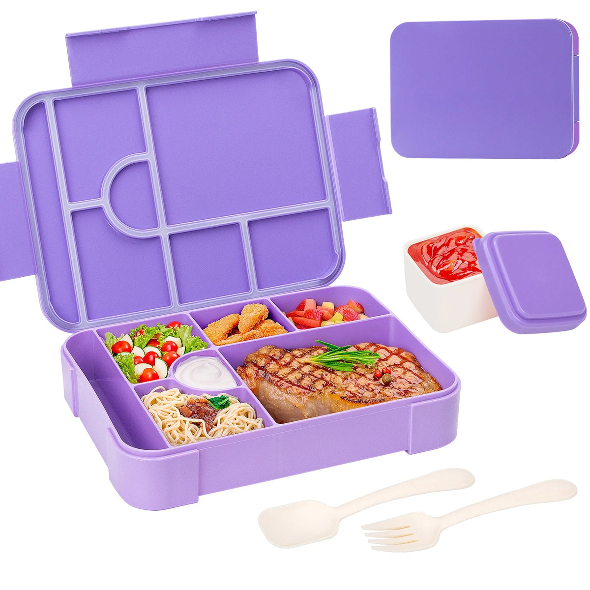 BentoMax 1330ml Large Leakproof Bento Lunch Box – 7-Section Microwave-Safe Food Container for School, Work & Travel, 7 Colors