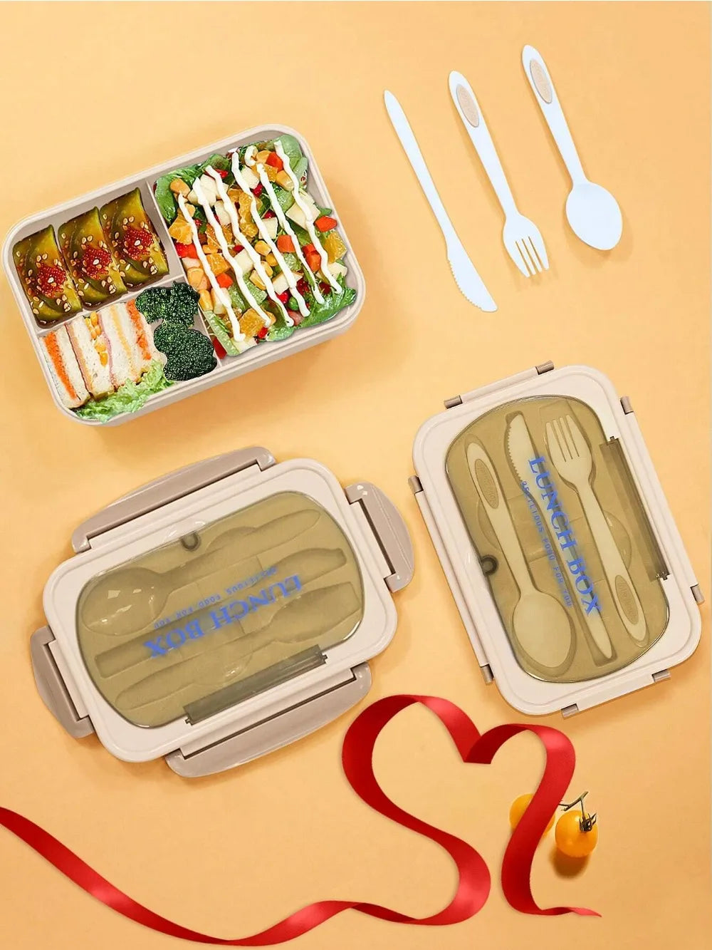 MealMate 1200ml Bento Lunch Box with Utensils – 4-Compartment Leak-Proof Silicone Seal Food Container for Work & School
